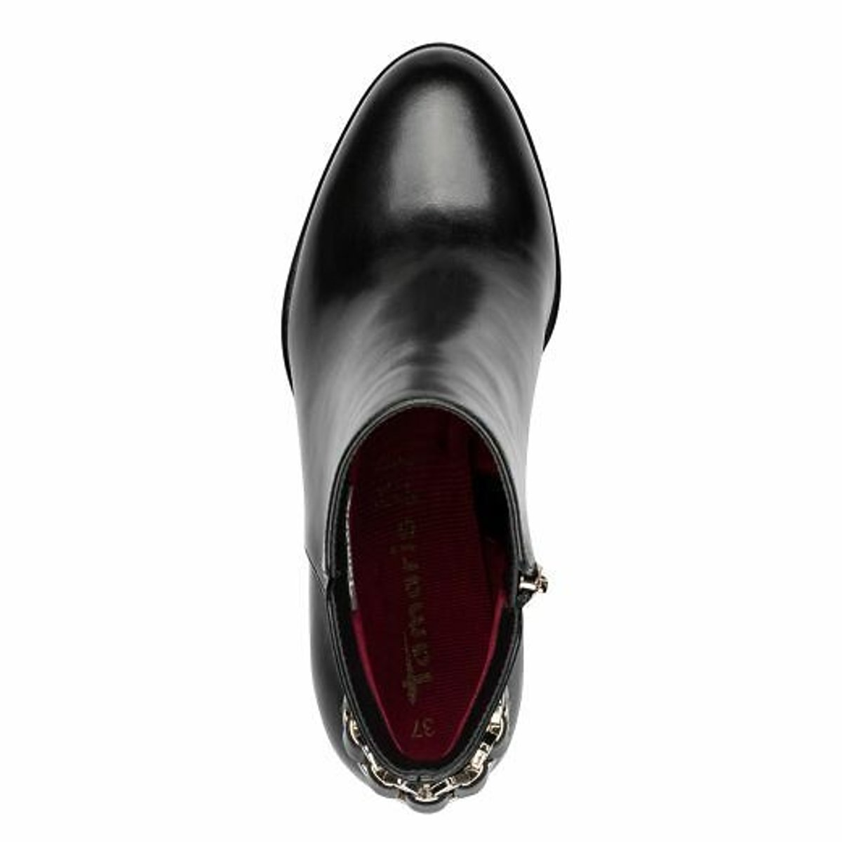 Bottines en cuir noir, TAMARIS