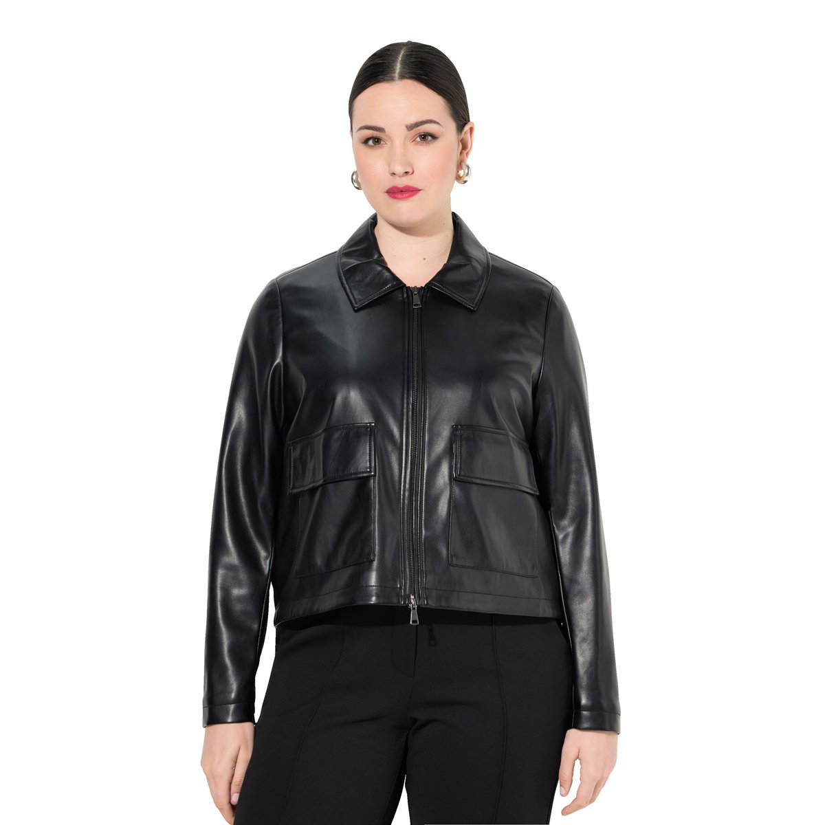 Veste oversize en simili-cuir noir, ULLA POPKEN