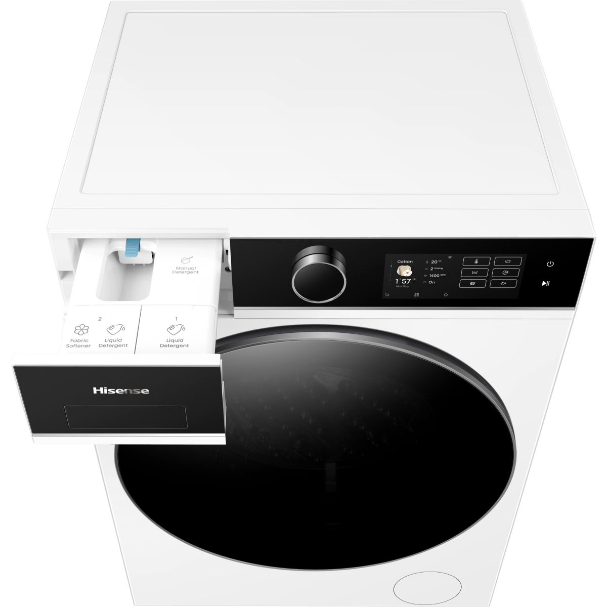 Lave linge séchant hublot WD5I1245BWRH - 12/8 kg - 1400 tr/min - Classe A - Moteur Inverter - Dosage automatique - Connecté couleur unique, HISENSE