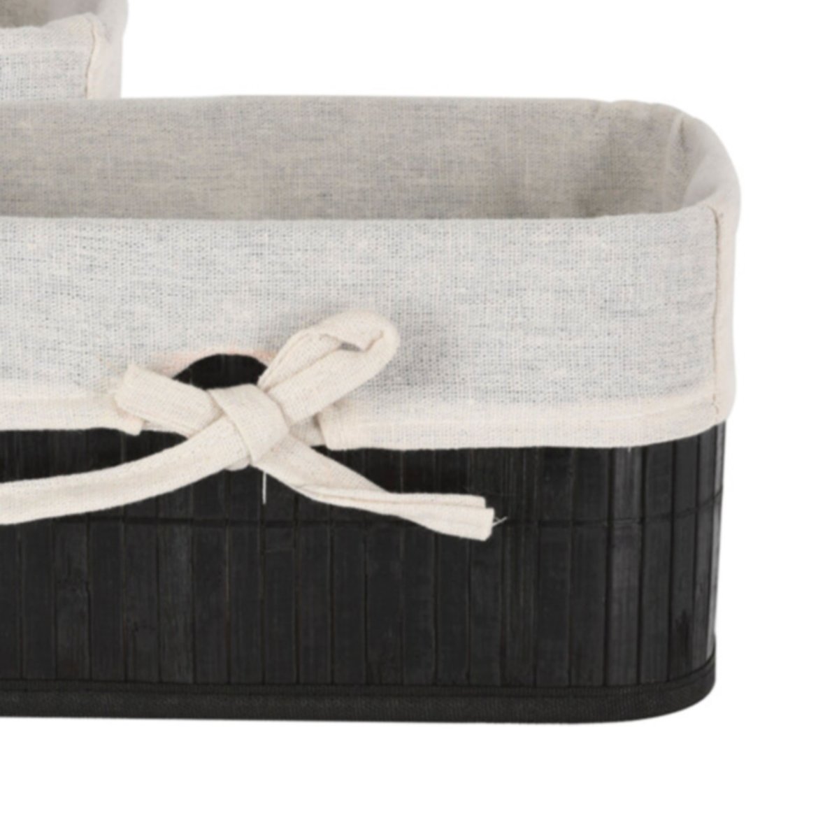 Set de 3 paniers de rangement en bambou noir pour salle de bain noir, WADIGA
