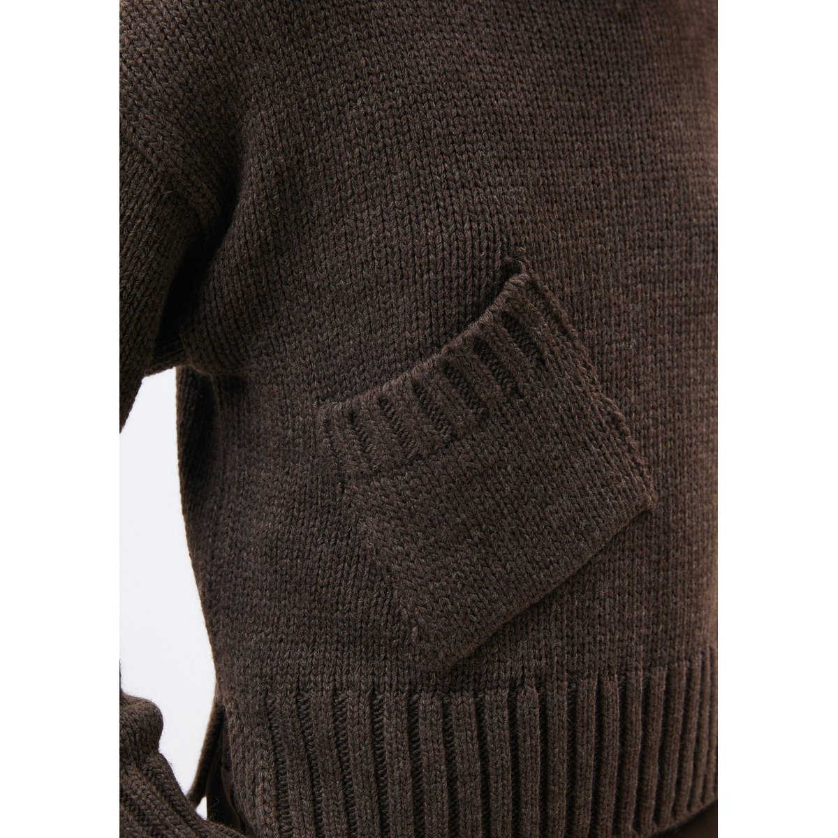 Pull manches longues col rond taupe, HUMILITY