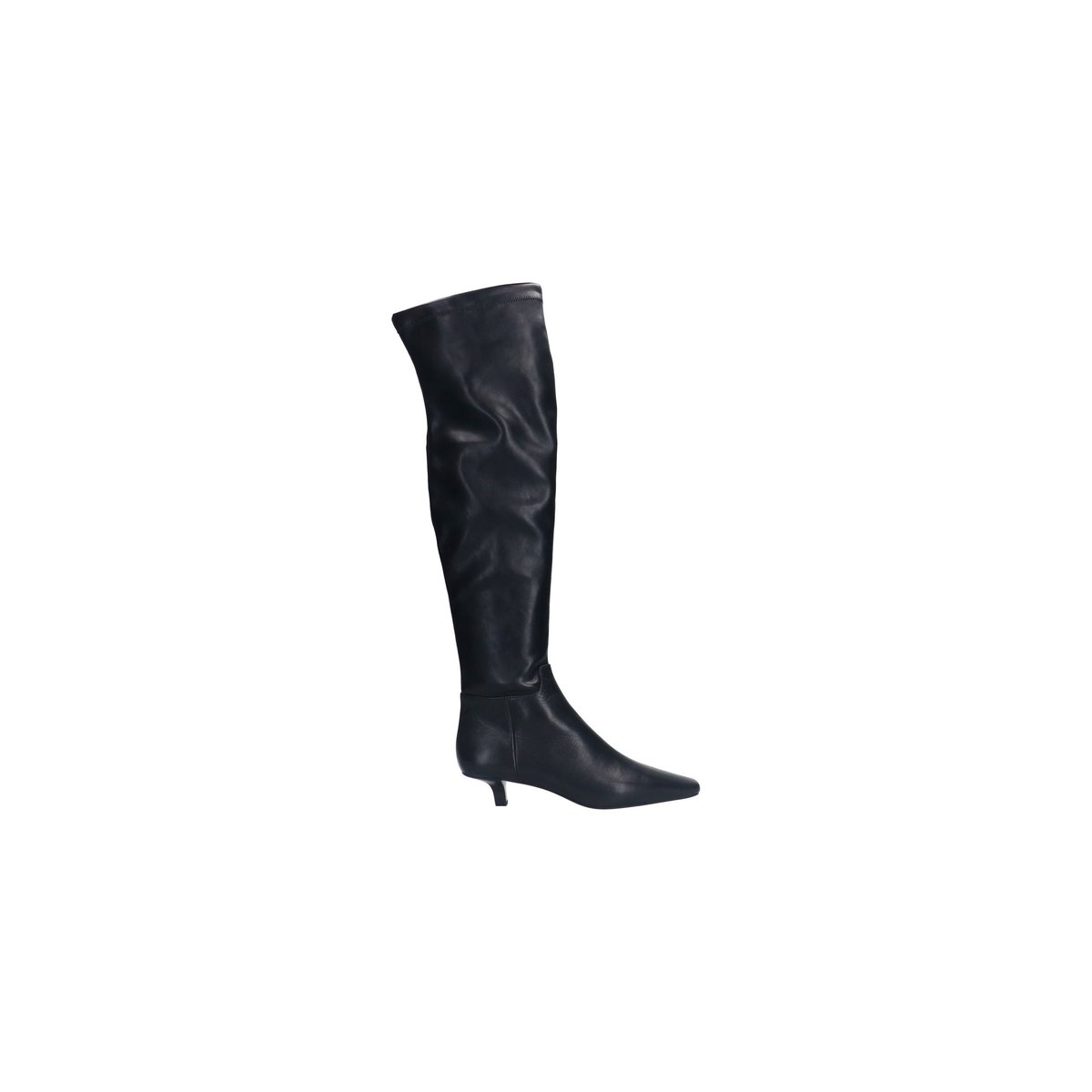 Bottes hautes stretch à petit talon noir, SACHA