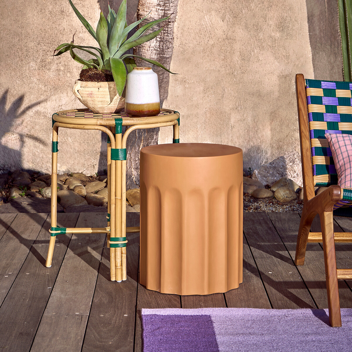 Bijzettafeltje van cementvezel, Mannira terracotta   , LA REDOUTE INTERIEURS