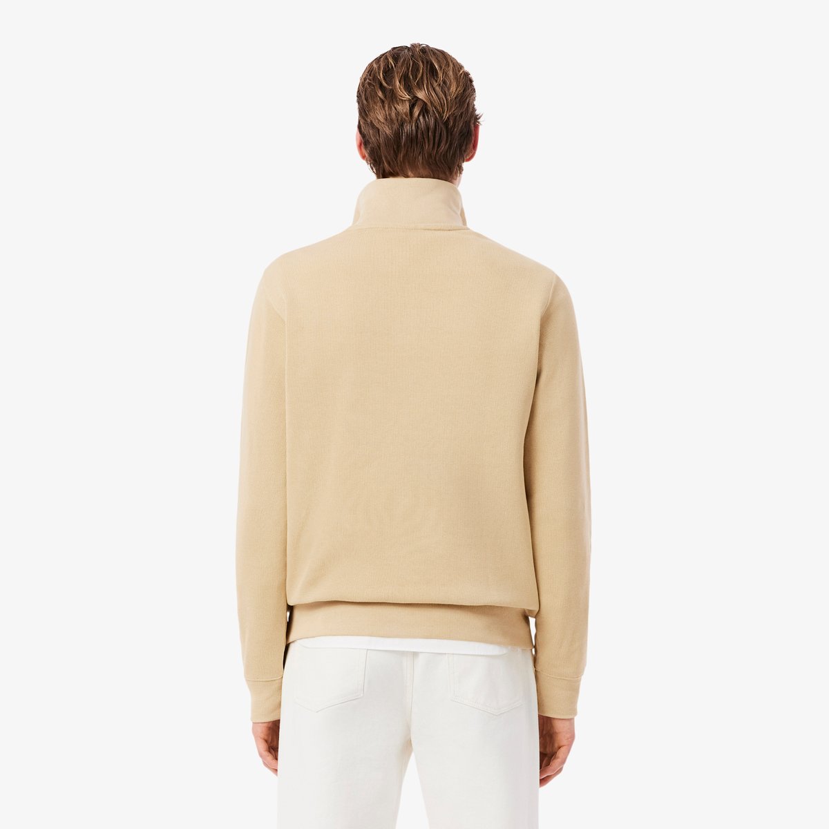 Sweatshirt zippé interlock col montant beige-8xf, LACOSTE