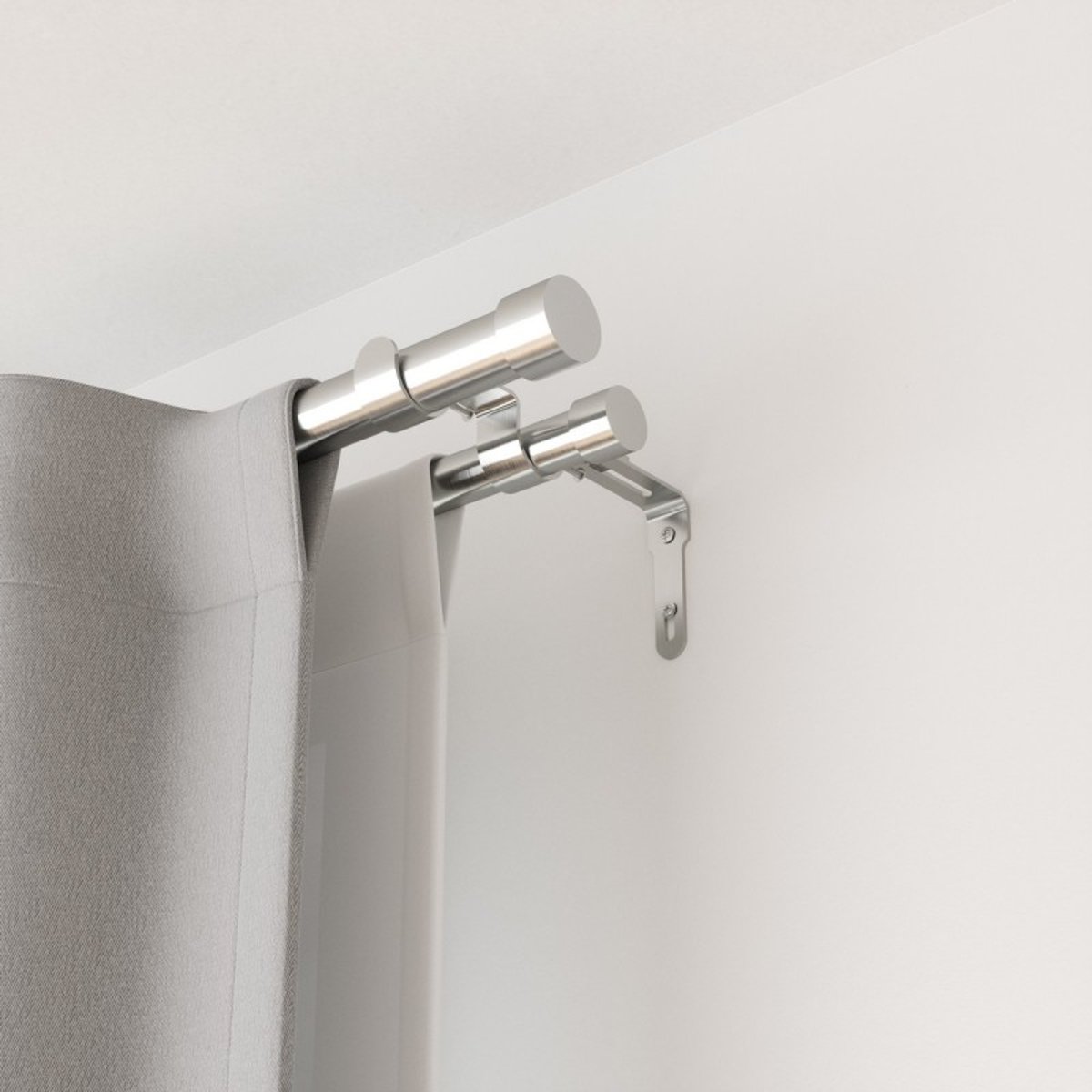 Tringle à rideaux double extensible Cappa argent, UMBRA