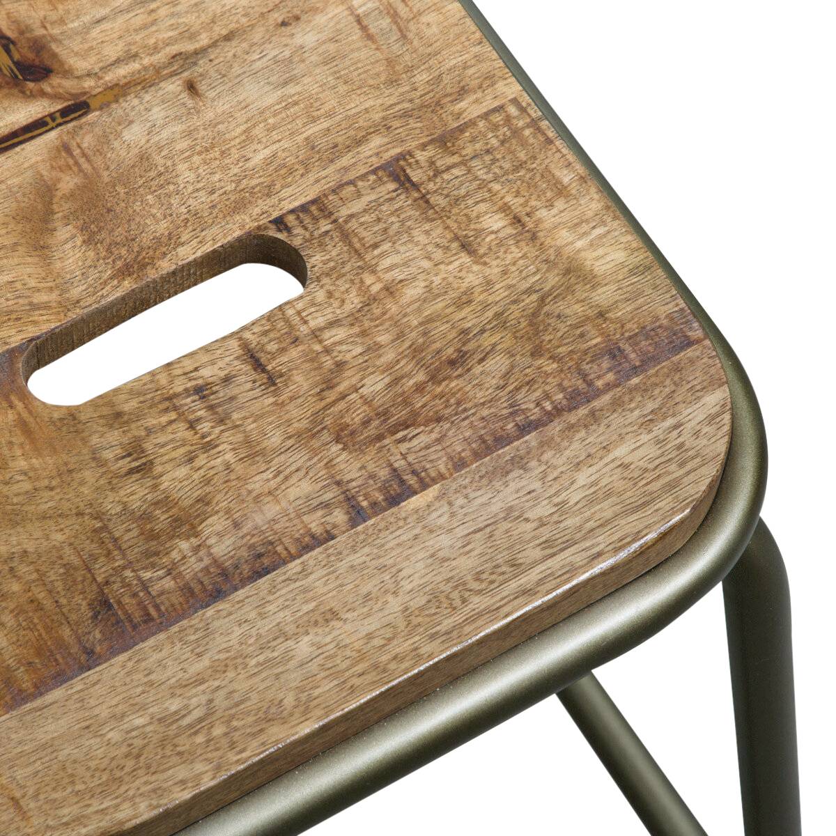 Tabouret en métal et bois massif MARCUS gris, MADE IN MEUBLES