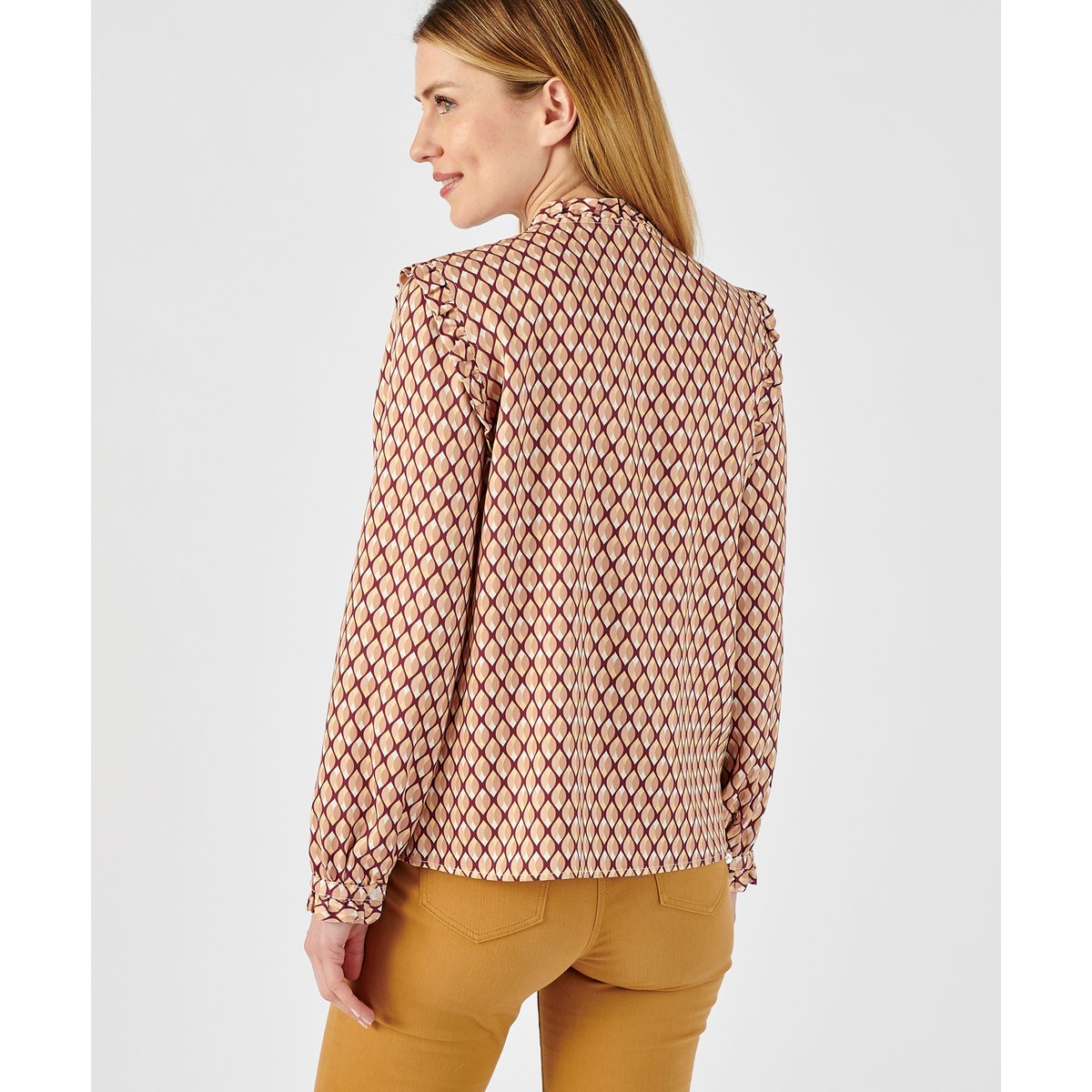 Chemisier en fibres de viscose Lenzing(TM) marron beige graphique, DAMART