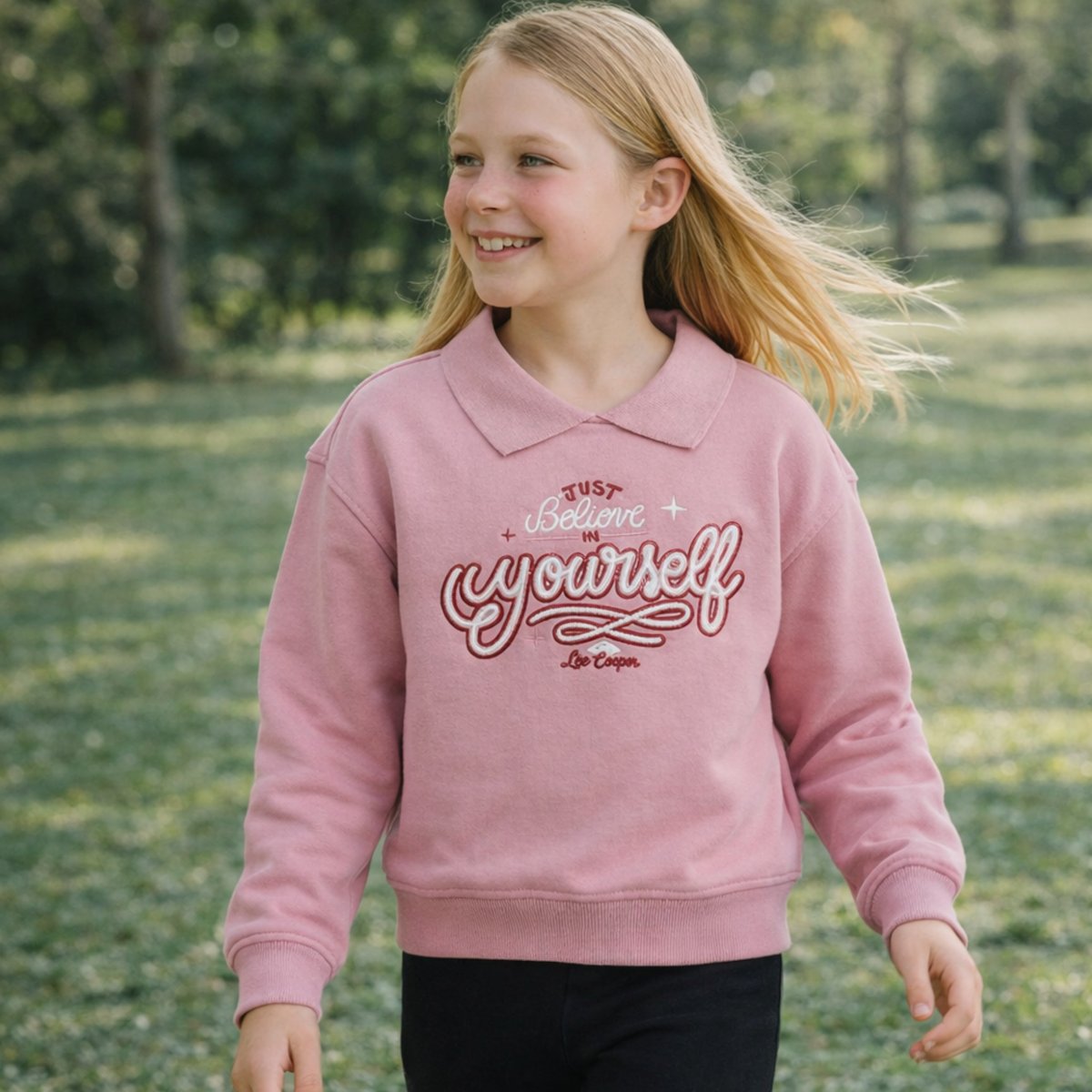 Sweat col rond imprimé, coupe décontractée, manches longues et détails brodés VARSITY rose, LEE COOPER