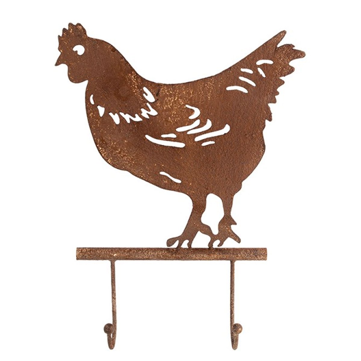 Portemanteau mural métal marron 2 crochets poule 24x5x31cm marron, WADIGA