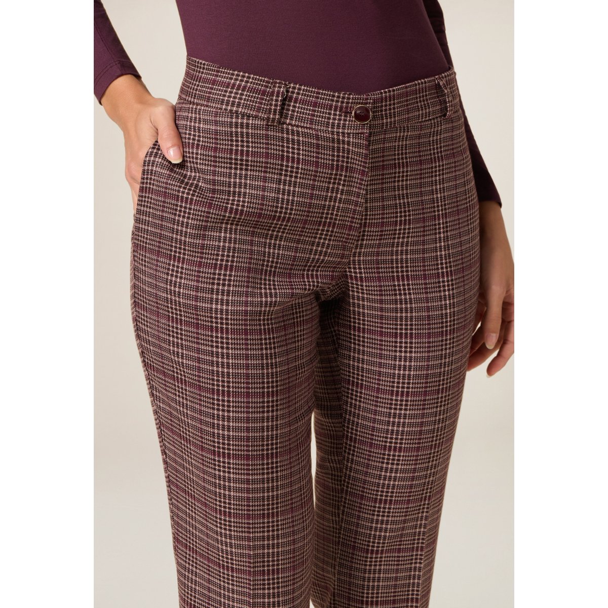 Pantalon à carreaux burgundy, OLTRE