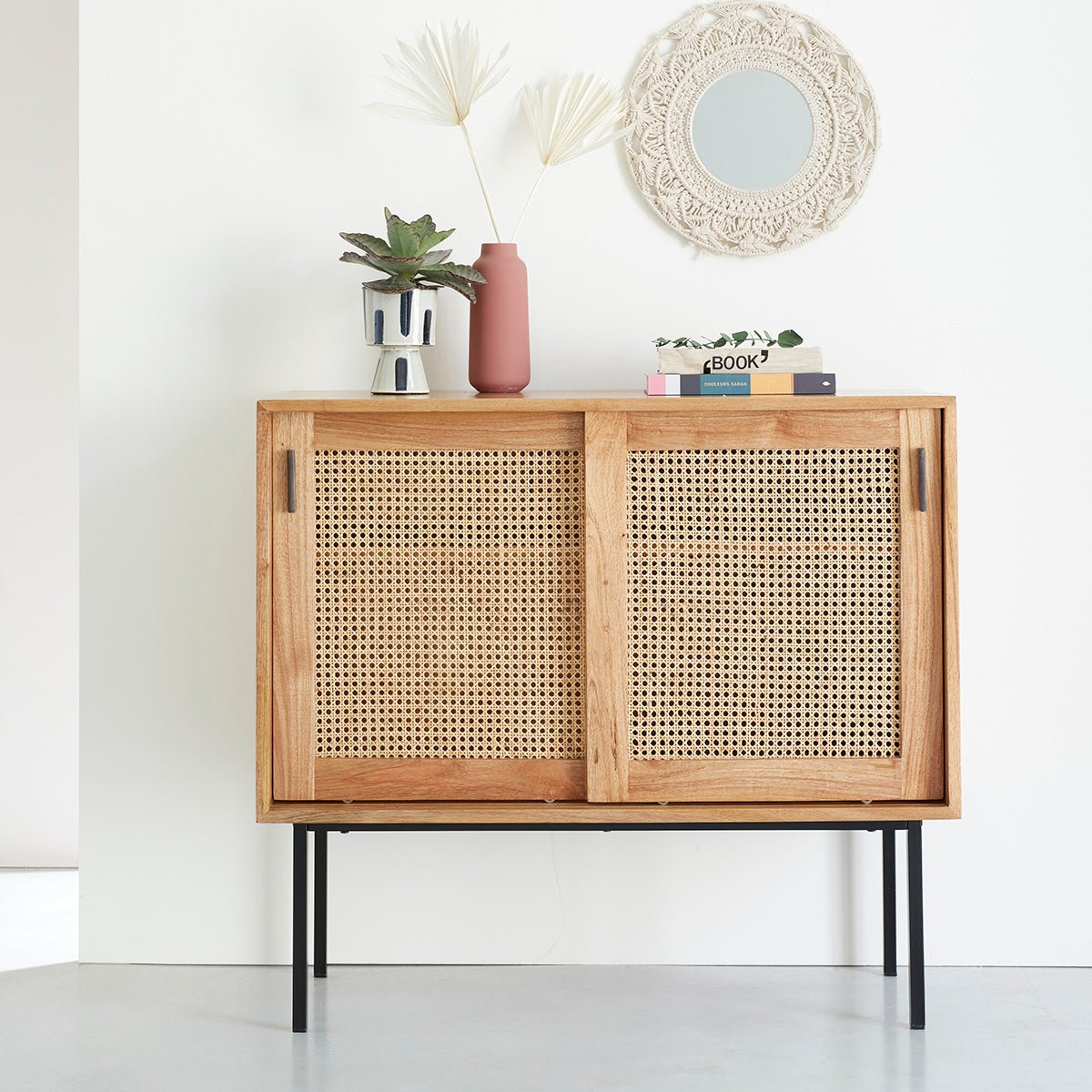 Commode en bois massif et cannage 100 cm AUBIN naturel, BERAH GETAH