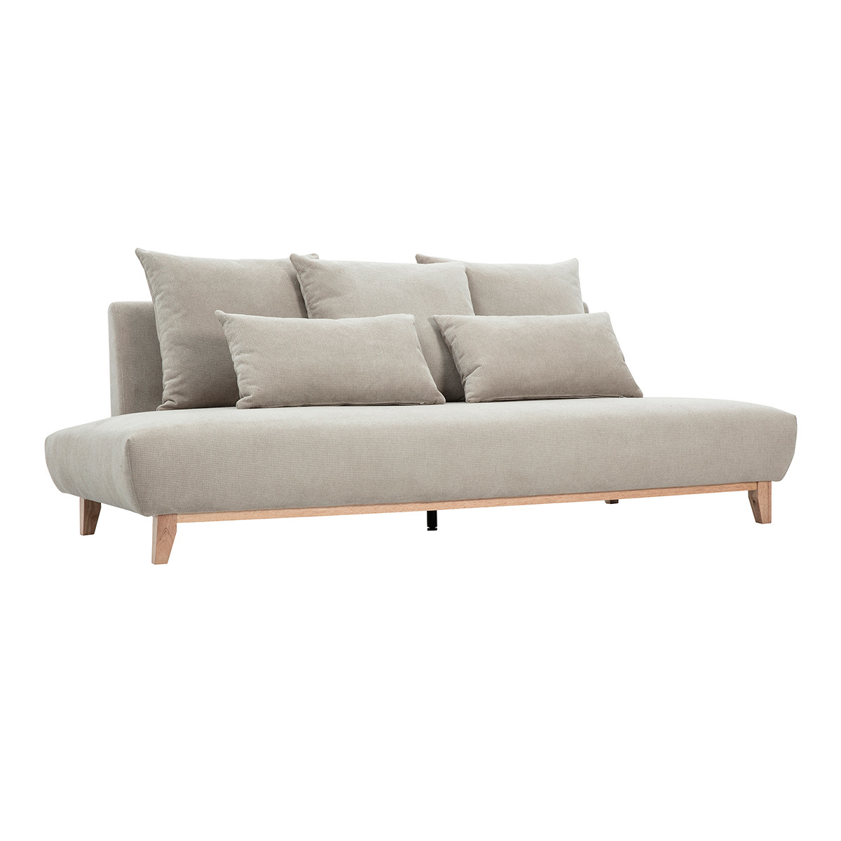 Canapé 3 places en tissu chenille beige et bois clair L201 cm BASTILLE beige, MILIBOO