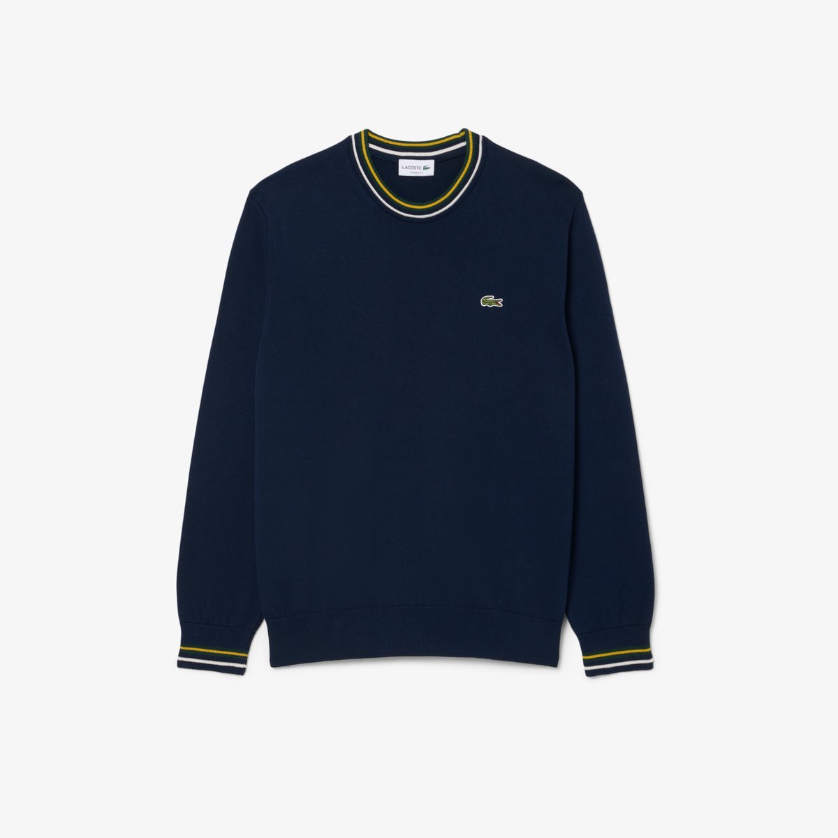 Pull jersey coton rayé bleu-7qk, LACOSTE