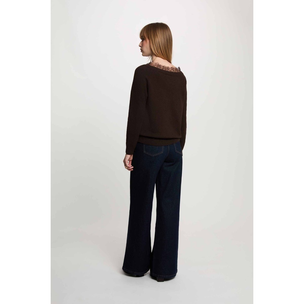 Pull col bateau marron foncé, MORGAN