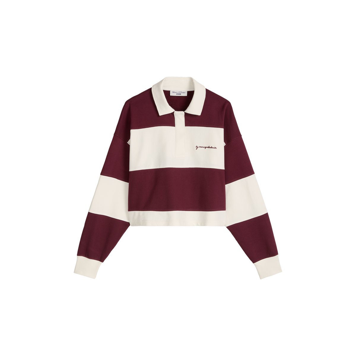 Sweat-shirt de rugby relaxed en pur coton organique rouge fonce, MARC O’POLO DENIM