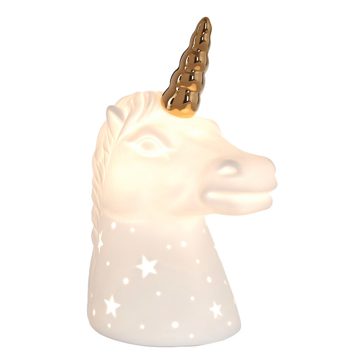 Kids White and Gold Ceramic Unicorn Night Light white, SO'HOME