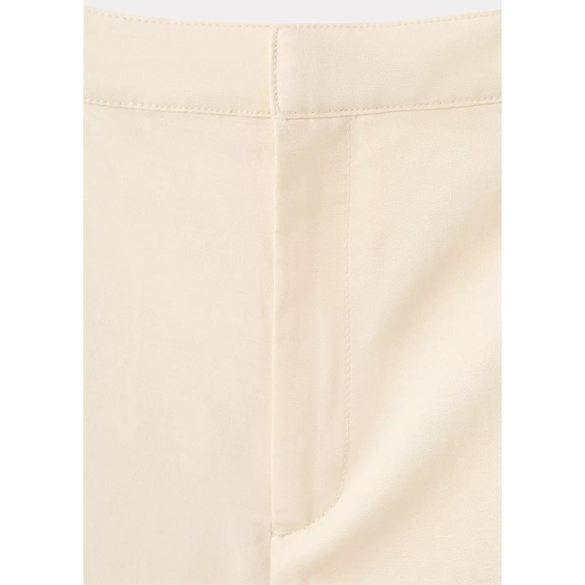 Pantalon en lin taille haute beige, MANGO