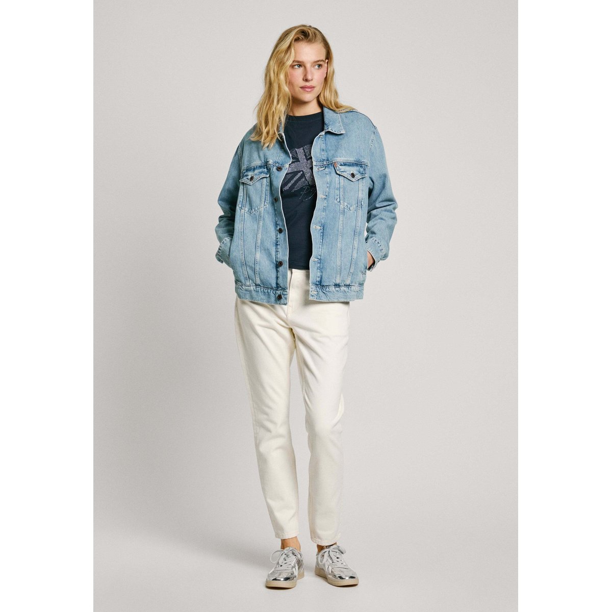 Veste Coupe Boyfriend En Denim blue grey rigid, PEPE JEANS