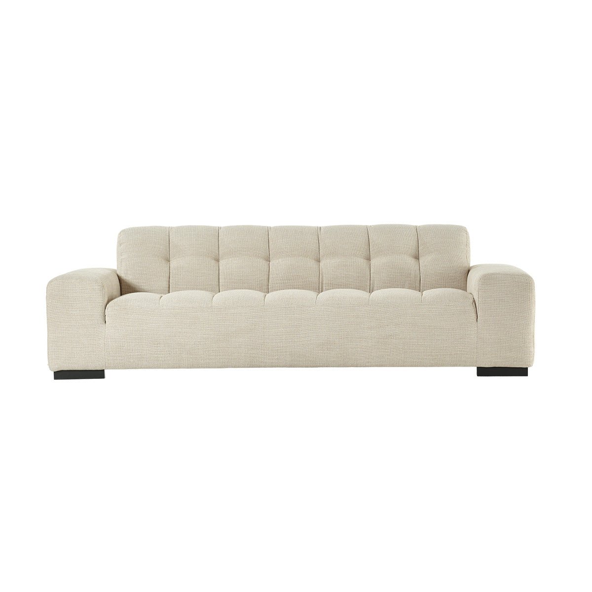 Canapé droit 4 places en tissu texturé ALPHONSE beige chiné, BERAH GETAH