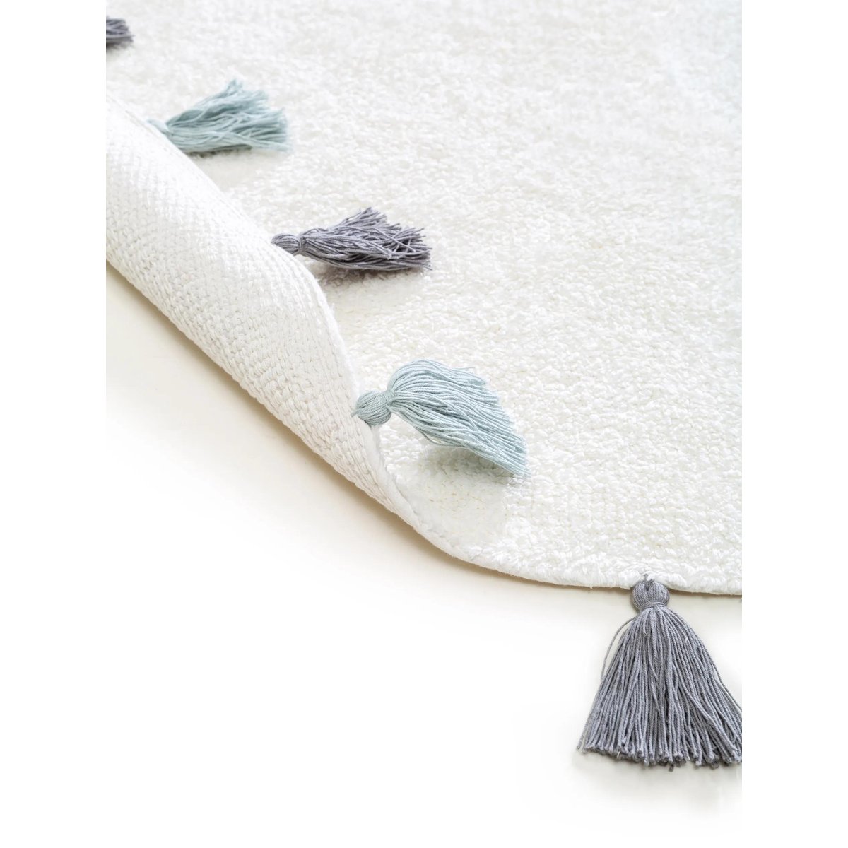 Tapis lavables pour enfants rond tufté main MALU bleu, BENUTA