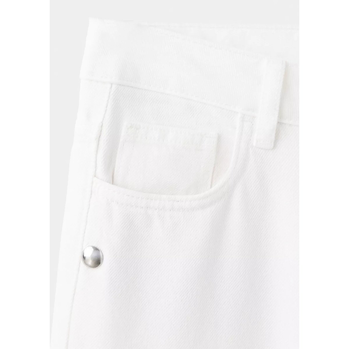 Jean taille basse à clous blanc cassé, MANGO TEEN