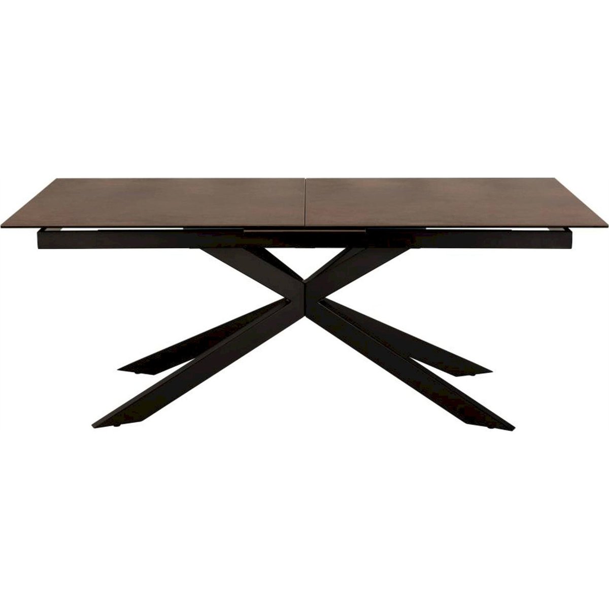 Table à manger extensible céramique SHIMESS brun effet rouille et noir, RECOLLECTION