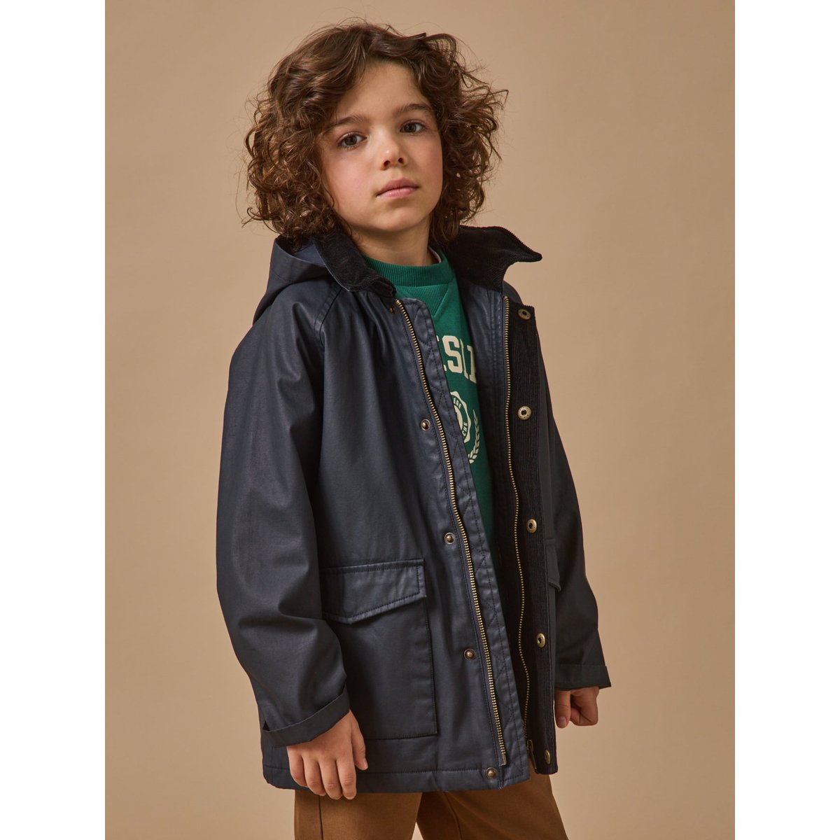 Veste en coton enduit marine, CYRILLUS