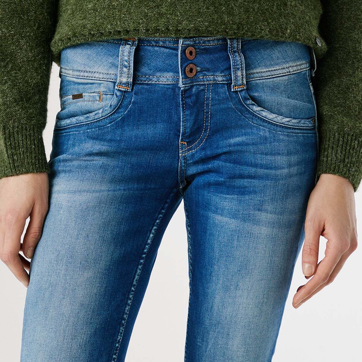 Jean slim taille standard, double boutonnage GEN 10oz str 8dip royal dk, PEPE JEANS