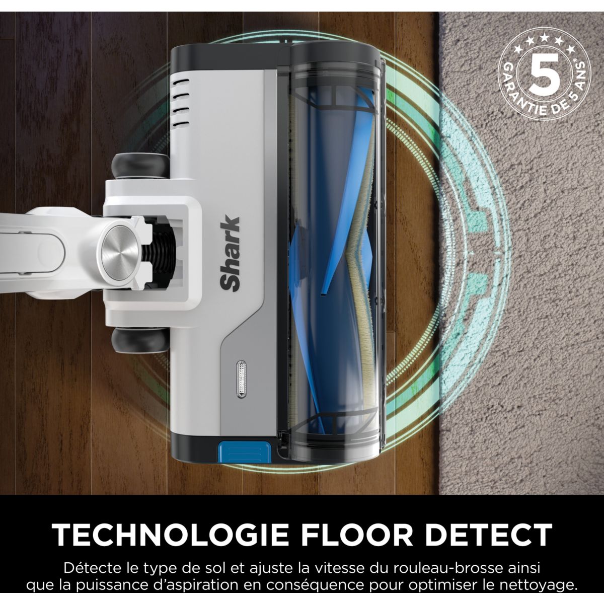 Aspirateur balai IZ380EUT PowerPro Pet avec brosse motorisée pour poils d’animaux couleur unique, SHARK