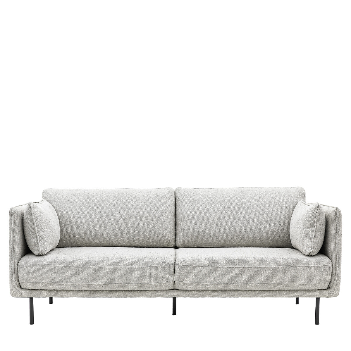 Ashar Mid-Century Boucle 3-Seater Sofa with Black Metal Legs natural, ÉDITÉ