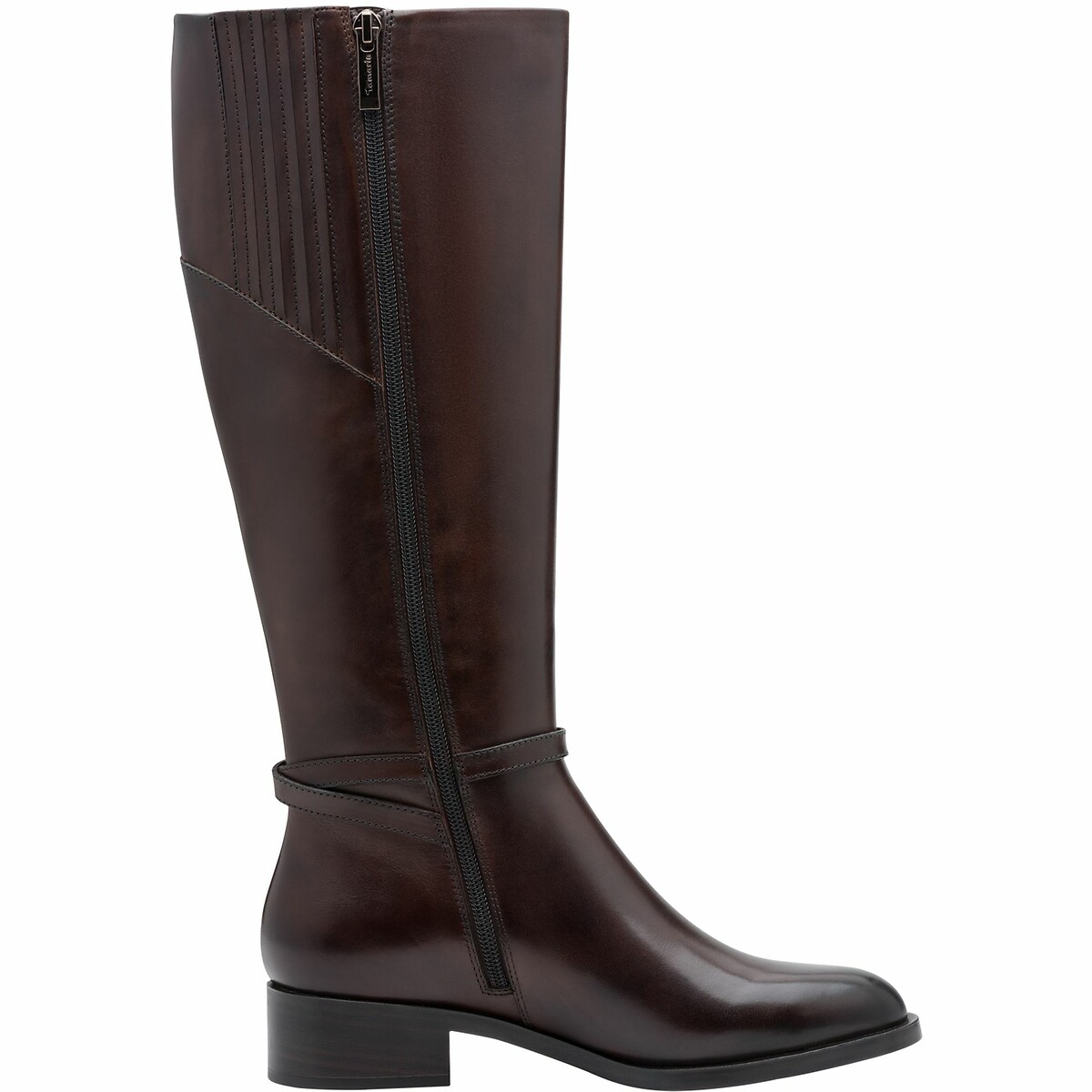 Bottes plates en cuir marron foncé, TAMARIS