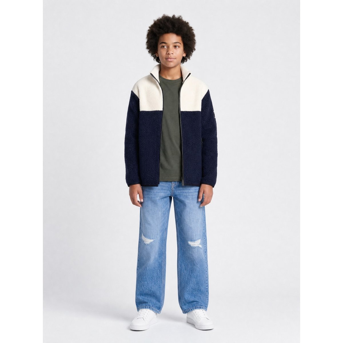 Veste zippée en sherpa forgehaven bleu royal navy, PETROL INDUSTRIES