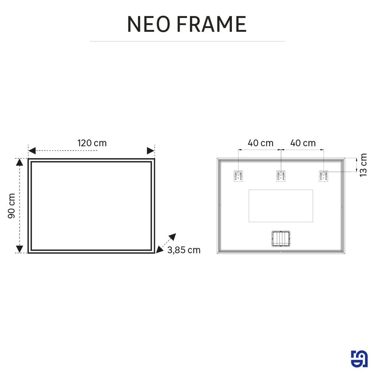 Miroir lumineux intégré, NEO FRAME noir, SENSEA