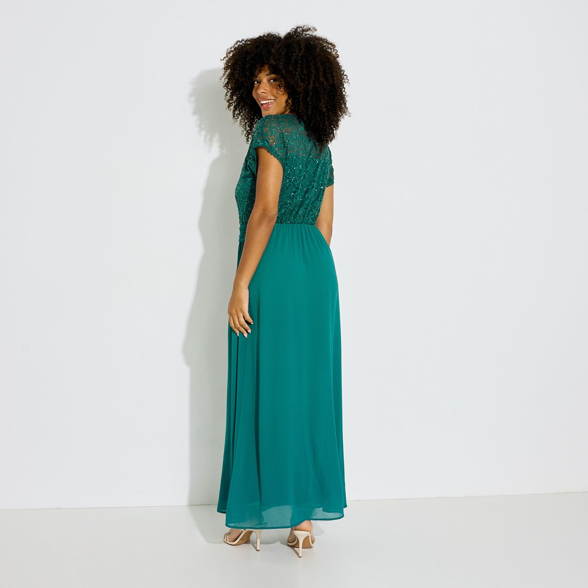 Robe longue cérémonie vert, GRAIN DE MALICE