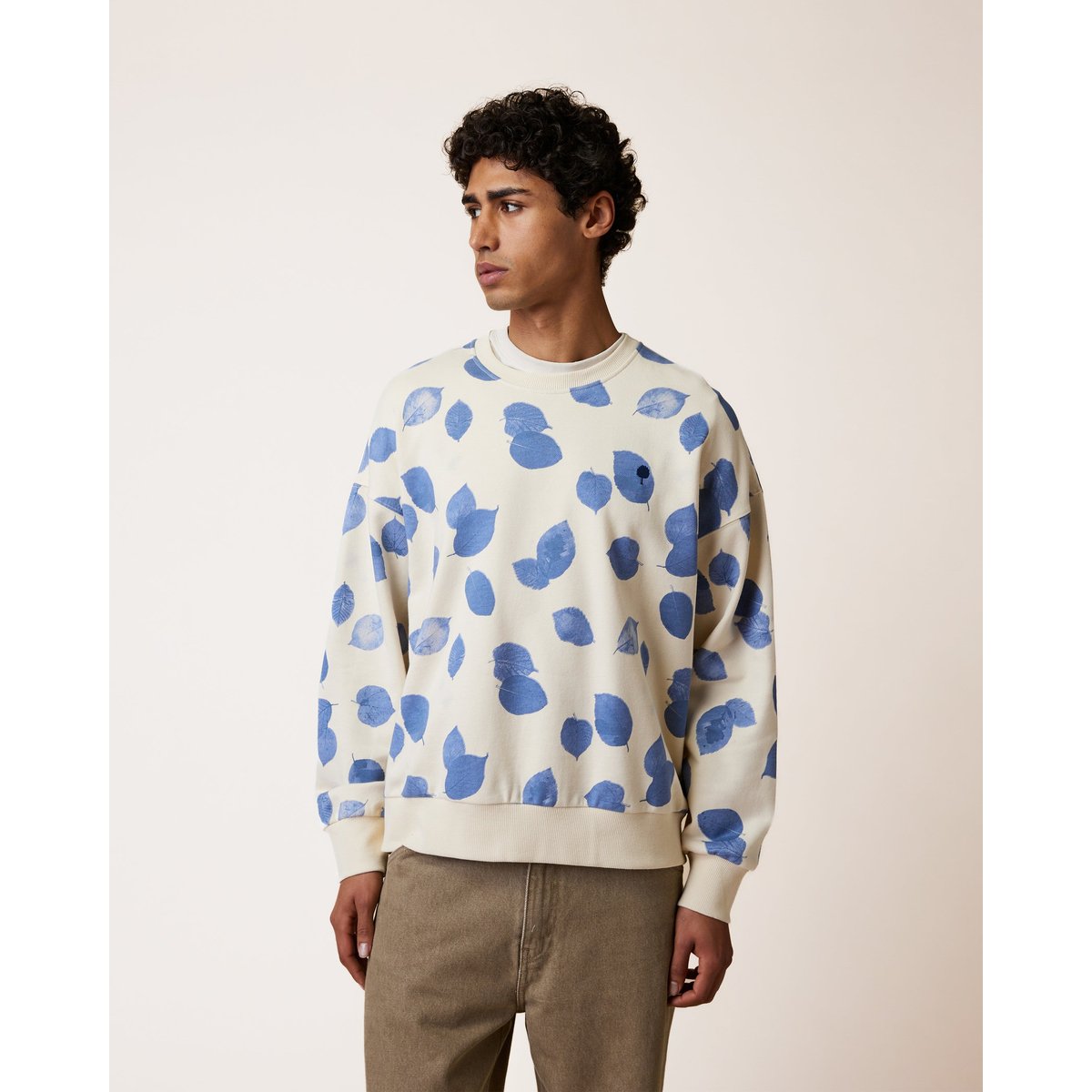 Sweat en molleton écru et bleu, FAGUO