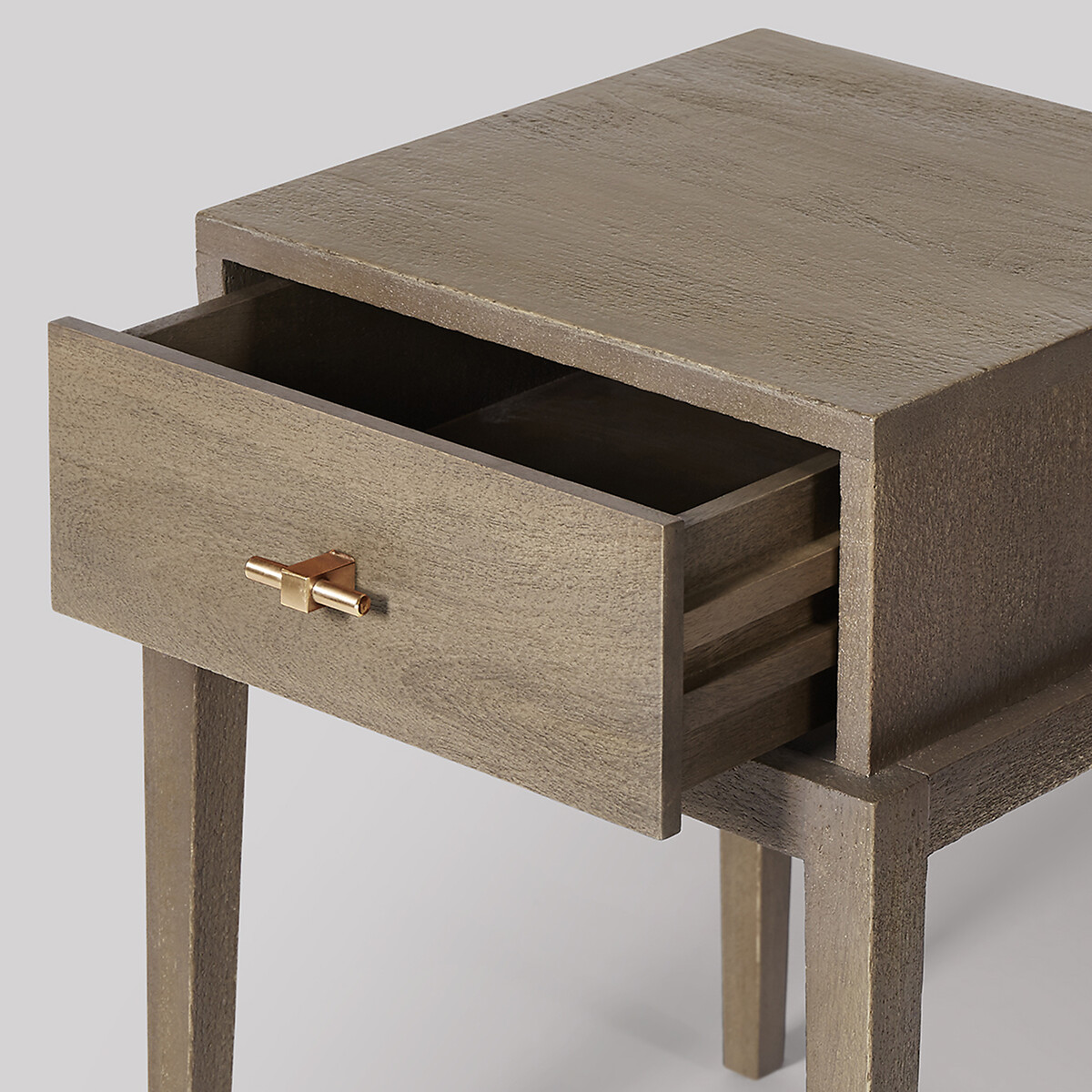 Verne Mango Wood 1 Drawer Bedside Table grey, SWOON