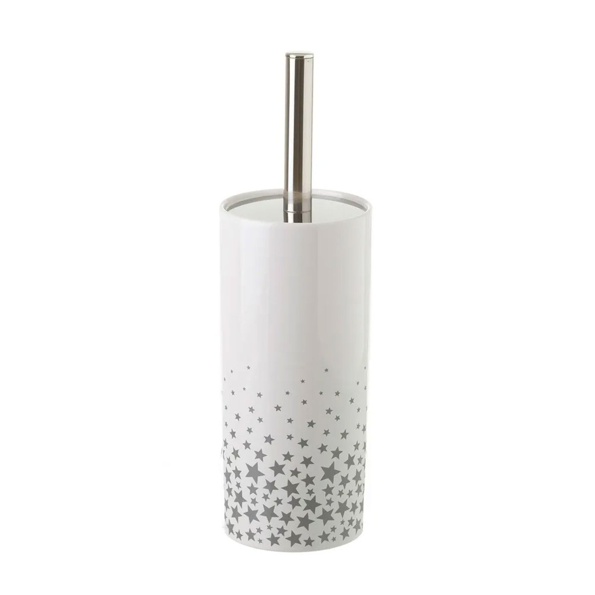 Brosse WC céramique blanc et étoiles grises gris, WADIGA