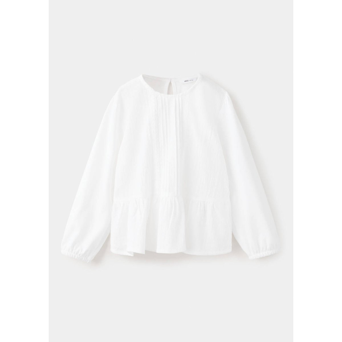 T-shirt à volants avec dentelle blanc cassé, MANGO BABY