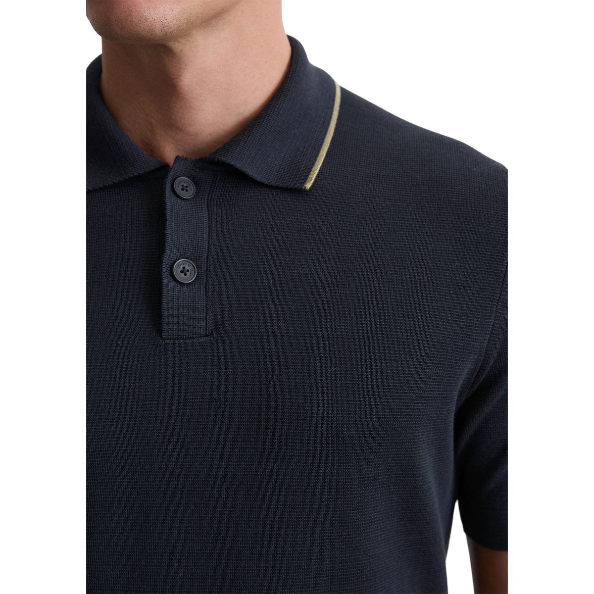Polo en tricot DFB Travel Collection en pur coton bio bleu foncé, MARC O'POLO