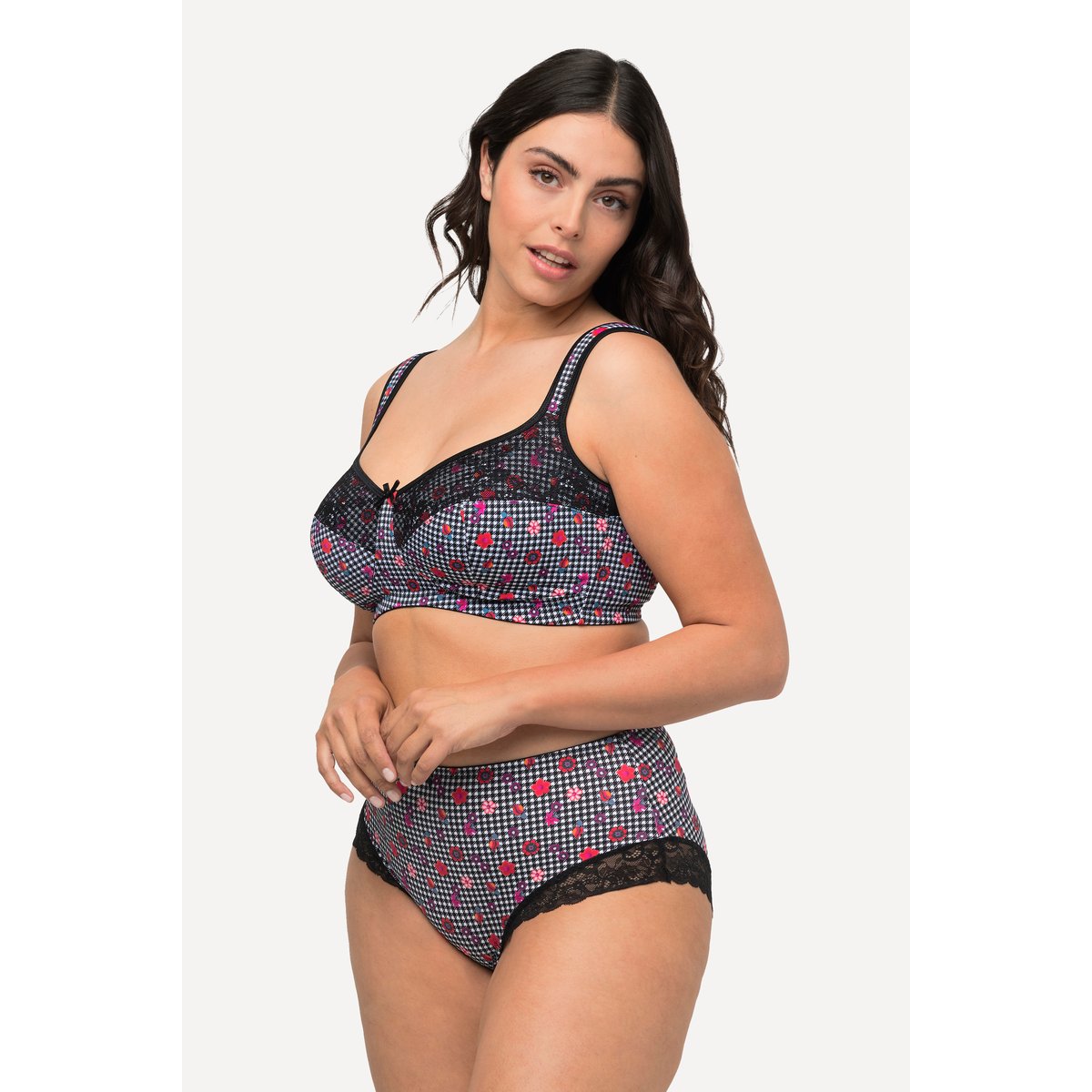 Culotte midi avec motif pied-de-poule noir, ULLA POPKEN