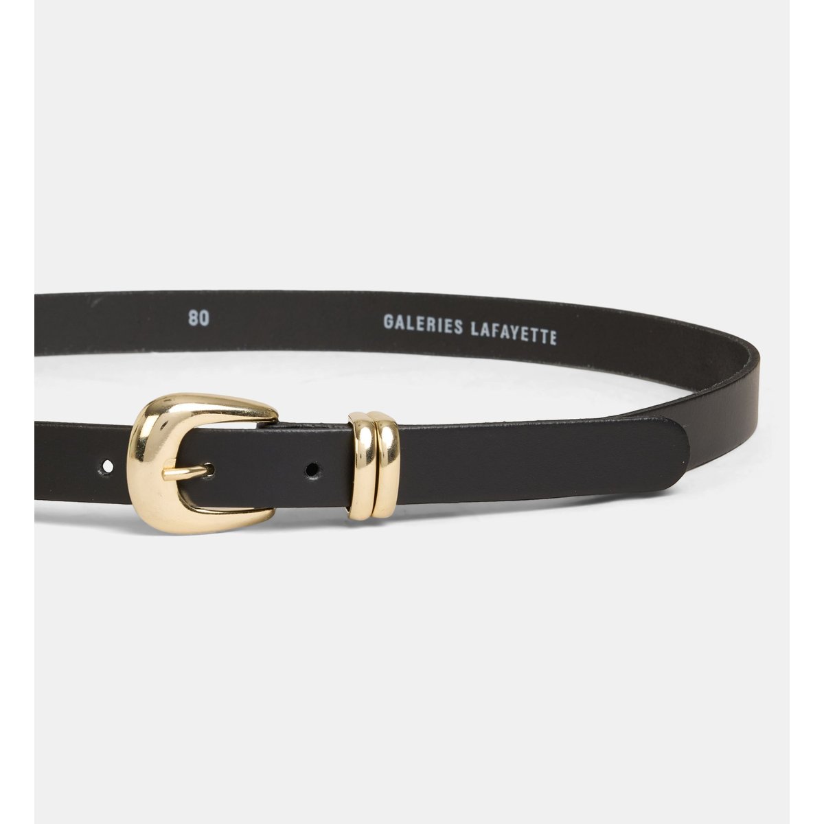 Ceinture fine azelie cuir noir, GALERIES LAFAYETTE