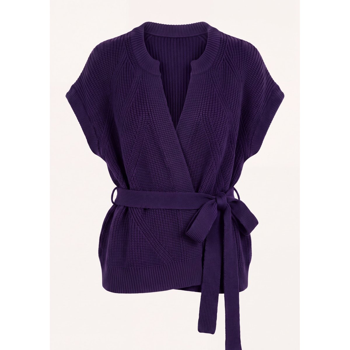 Gilet manches courtes col rond cassis, LA FEE MARABOUTEE