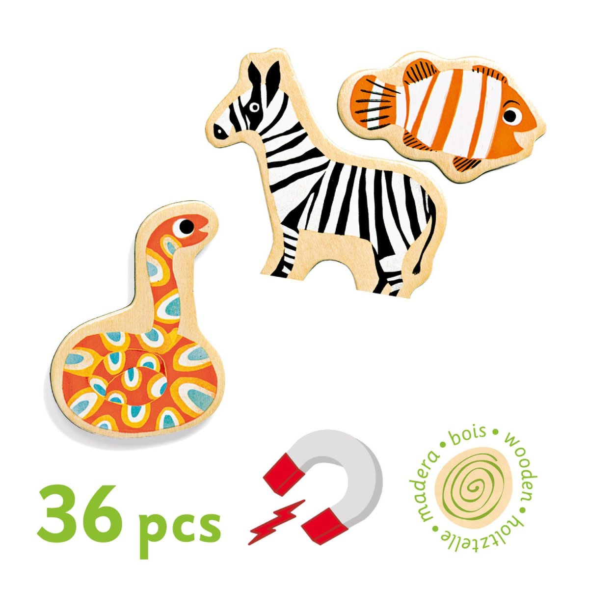 Magnétiques en bois Magnimo multicolore, DJECO