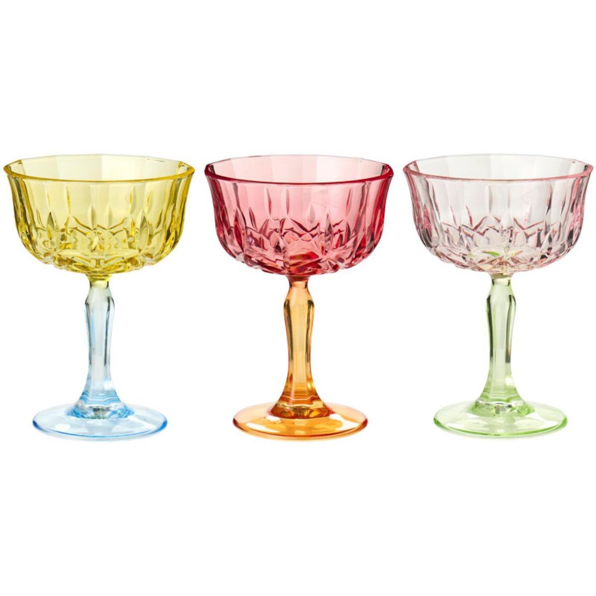 Verres à pied dépareilles set de 3 multicolore, IB LAURSEN