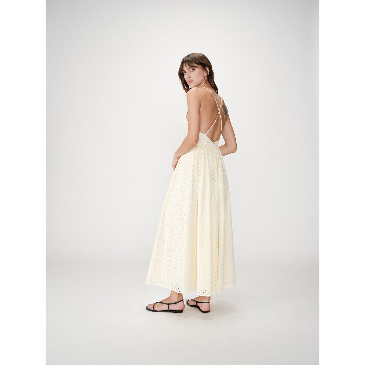 Robe longue brodée WIMALA jaune, GRACE & MILA