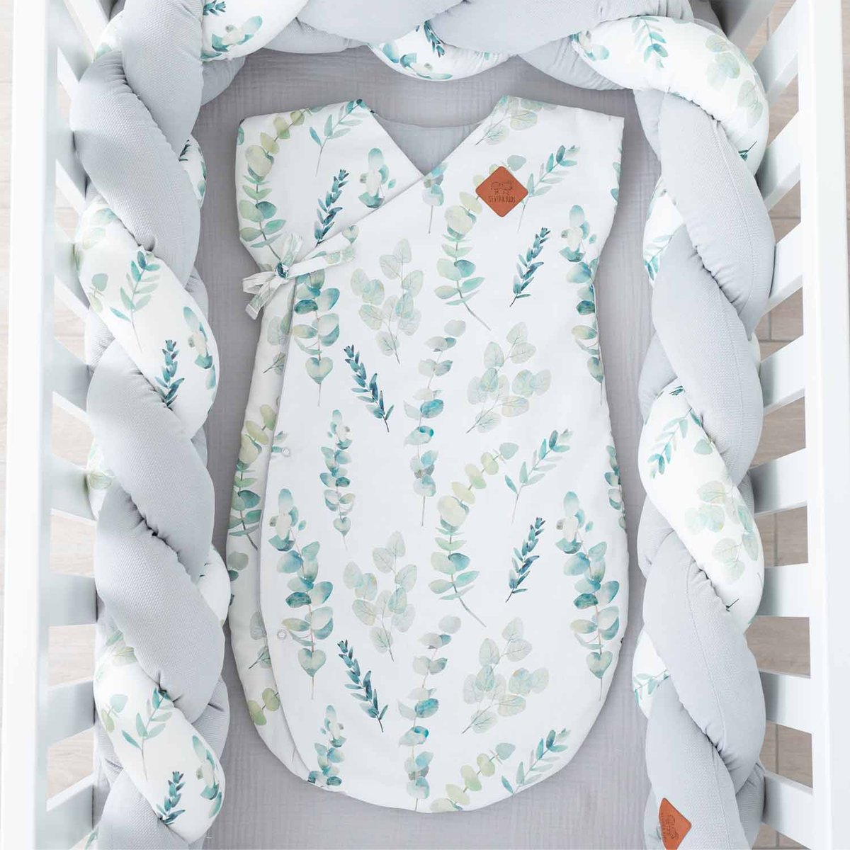 Lot de 2 langes en bambou aloe vera EUCALYPTUS eucalyptus, vert, gris, SEVIRA KIDS
