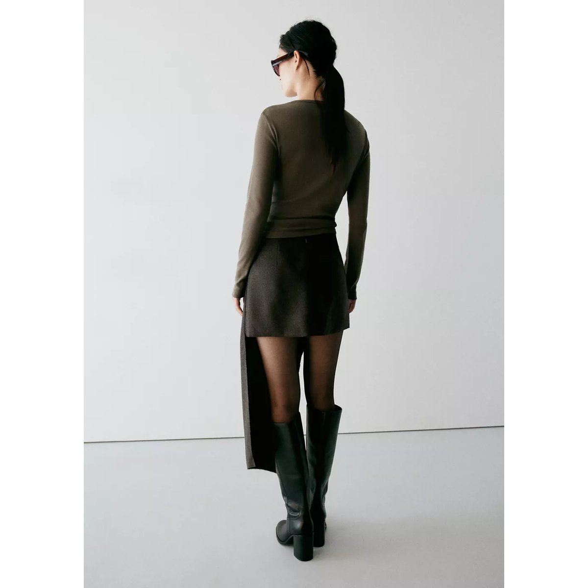 Jupe asymétrique vert, MANGO
