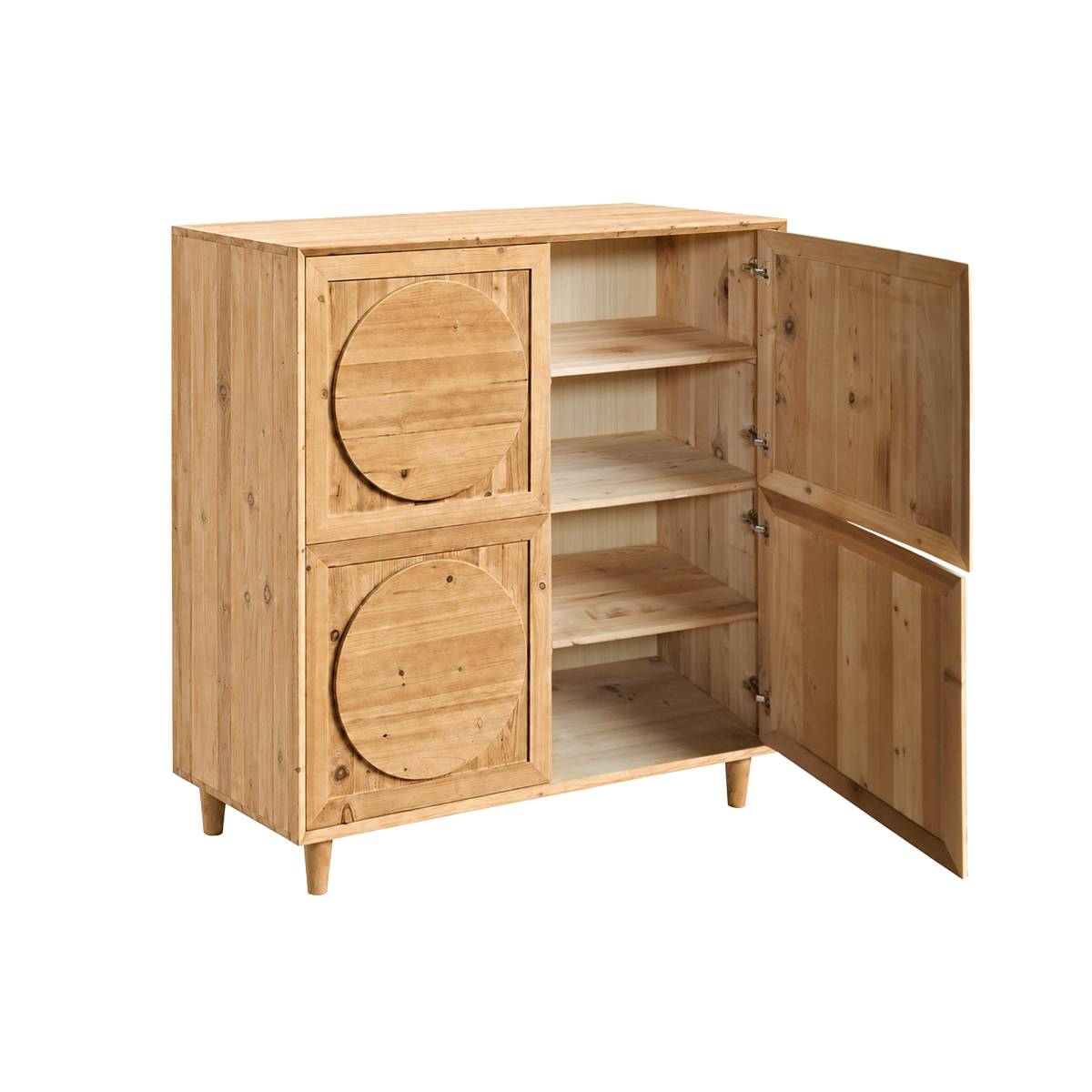 Buffet haut en bois recyclé SIGRID bois clair, MADE IN MEUBLES
