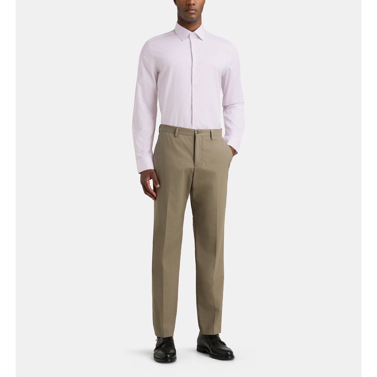 Chemise ajustée msrrae rayures sans repassage coton bio rose, GALERIES LAFAYETTE