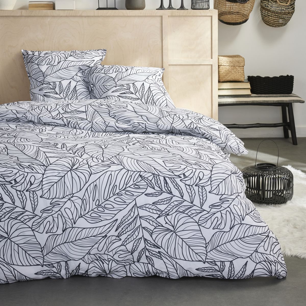 Parure de lit imprimé Floral Coton SUNSHINE RITA blanc, TODAY